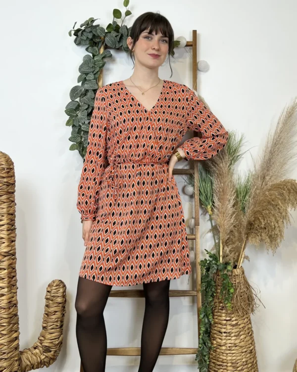 Z591- Robe Akoz Losanges (T36-T42) - orange - 42