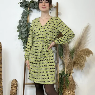 Z591- Robe Akoz Losanges (T36-T42) - vert-anis - 42