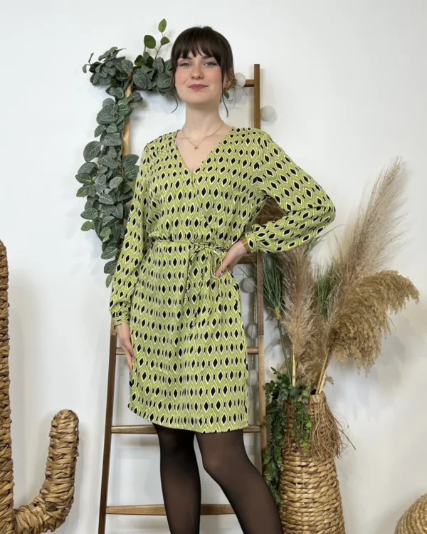 Z591- Robe Akoz Losanges (T36-T42) - vert-anis - 42