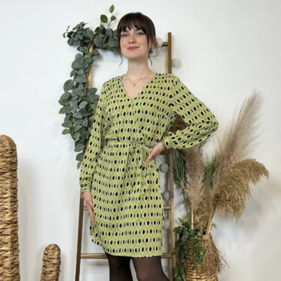 Z591- Robe Akoz Losanges (T36-T42) - vert-anis - 42