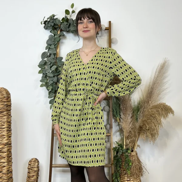 Z591- Robe Akoz Losanges (T36-T42) - vert-anis - 42
