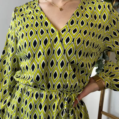 Z591- Robe Akoz Losanges (T36-T42) - vert-anis - 42