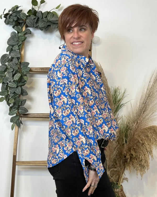 K596- Chemise imprimée Akoz (T36-T42) - bleu-royal - 42