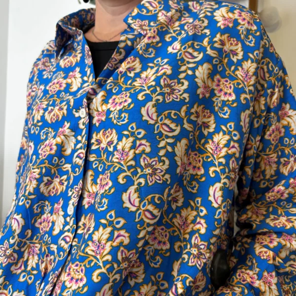 K596- Chemise imprimée Akoz (T36-T42) - bleu-royal - 42