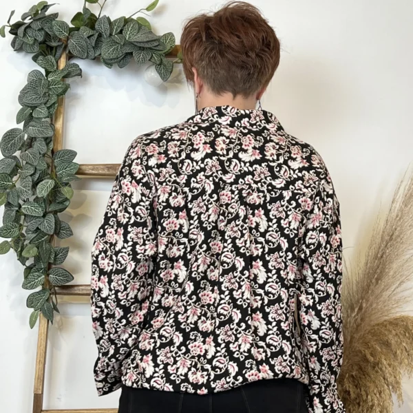 K596- Chemise imprimée Akoz (T36-T42) - noir - 42