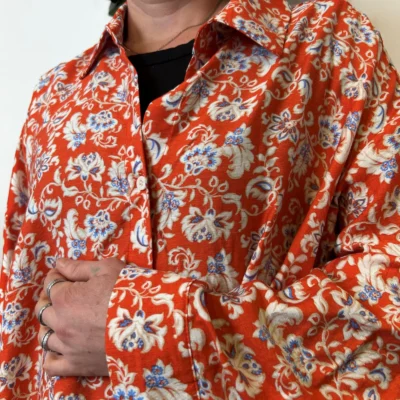 K596- Chemise imprimée Akoz (T36-T42) - orange - 42