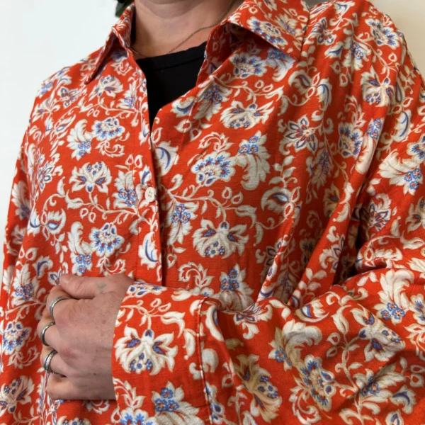 K596- Chemise imprimée Akoz (T36-T42) - orange - 42