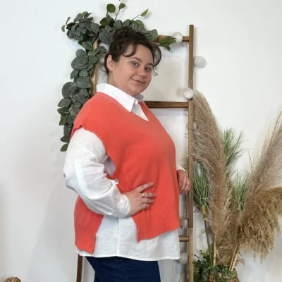 Z550.- Pull sans manche (Tu) - corail - taille-unique-grande-taille