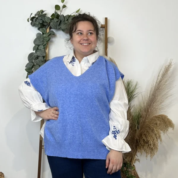 Z550.- Pull sans manche (Tu) - bleu-ciel - taille-unique-grande-taille