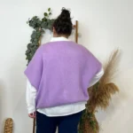 Gilet femme maille douce oversize col V - violet - taille-unique-grande-taille