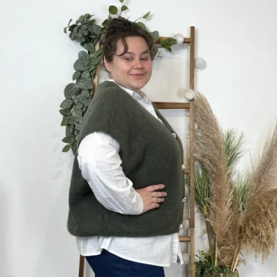 Z083- Gilet boutons fantaisies (Gu) - kaki - taille-unique-grande-taille