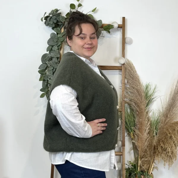 Z083- Gilet boutons fantaisies (Gu) - kaki - taille-unique-grande-taille