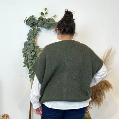 Z083- Gilet boutons fantaisies (Gu) - kaki - taille-unique-grande-taille