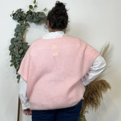 Z083- Gilet boutons fantaisies (Gu) - rose-pale - taille-unique-grande-taille