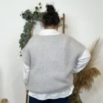 Pull femme col V maille douce « Tendance » - gris-clair - taille-unique-grande-taille