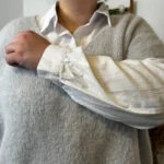 Pull femme col V maille douce « Tendance » - gris-clair - taille-unique-grande-taille