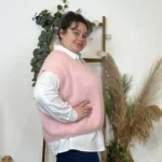 Pull femme col V maille douce « Tendance » - rose-pale - taille-unique-grande-taille