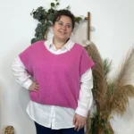 Pull femme col V maille douce « Tendance » - fuchsia - taille-unique-grande-taille