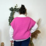 Pull femme col V maille douce « Tendance » - fuchsia - taille-unique-grande-taille