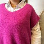 Pull femme col V maille douce « Tendance » - fuchsia - taille-unique-grande-taille
