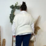 Pull femme col V maille douce « Tendance » - ecru - taille-unique-grande-taille