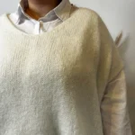 Pull femme col V maille douce « Tendance » - ecru - taille-unique-grande-taille