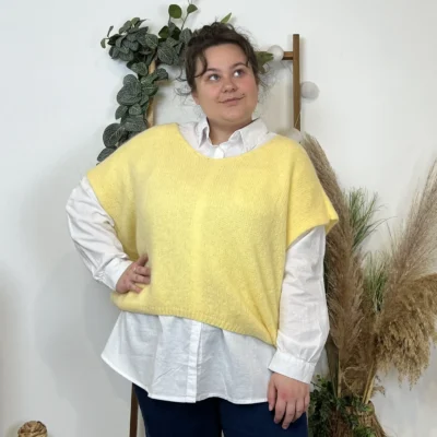 Z115- Pull Mohair (Tu) 🇮🇹 - jaune - taille-unique-grande-taille