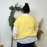 Pull femme col V maille douce « Tendance » - jaune-clair - taille-unique-grande-taille