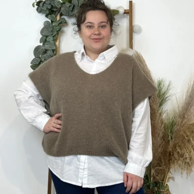 Z115- Pull Mohair (Tu) 🇮🇹 - taupe - taille-unique-grande-taille