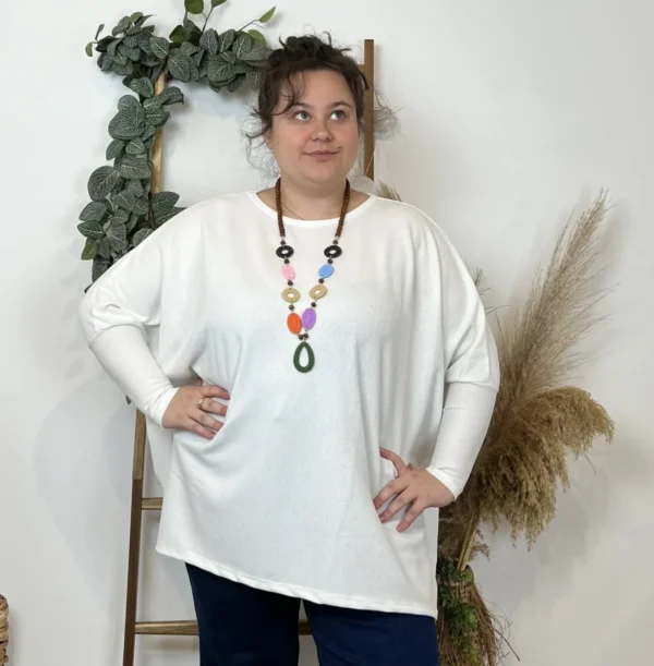 Z553.- Top Oversize uni (Gt) - blanc - taille-unique-grande-taille
