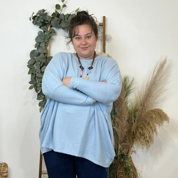 Z553.- Top Oversize uni (Gt) - bleu-ciel - taille-unique-grande-taille