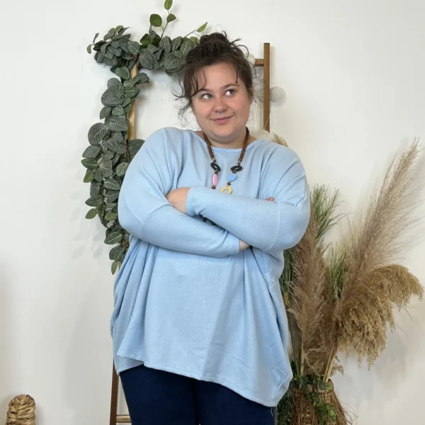 Z553.- Top Oversize uni (Gt) - bleu-ciel - taille-unique-grande-taille