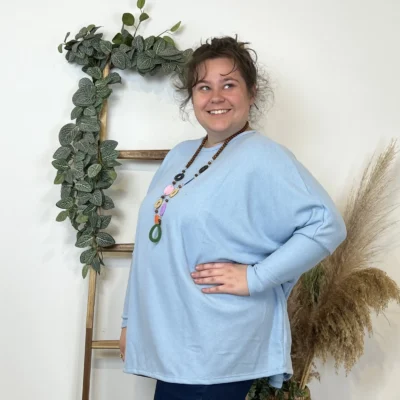 Z553.- Top Oversize uni (Gt) - bleu-ciel - taille-unique-grande-taille