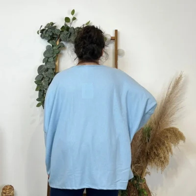 Z553.- Top Oversize uni (Gt) - bleu-ciel - taille-unique-grande-taille