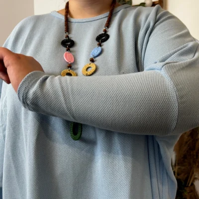 Z553.- Top Oversize uni (Gt) - bleu-ciel - taille-unique-grande-taille