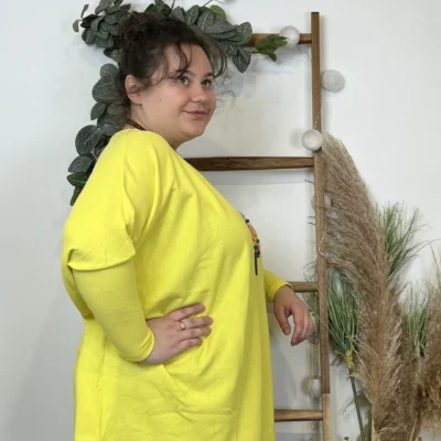Z553.- Top Oversize uni (Gt) - jaune - taille-unique-grande-taille
