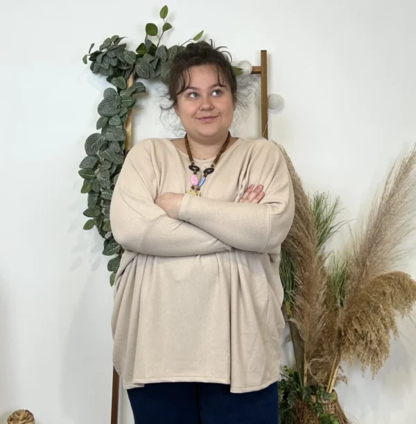 Z553.- Top Oversize uni (Gt) - beige - taille-unique-grande-taille