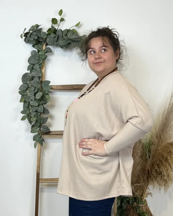 Z553.- Top Oversize uni (Gt) - beige - taille-unique-grande-taille