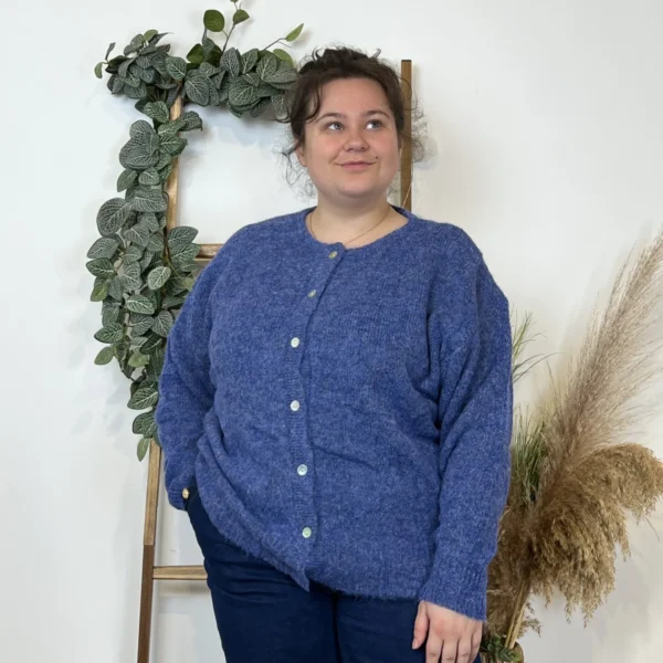 K583- Gilet Classique "Maëlle" (Gt) - bleu-jeans - taille-unique-grande-taille