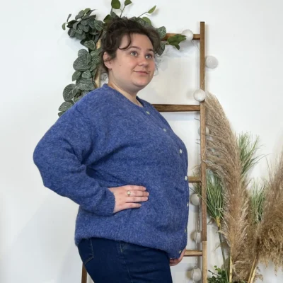 K583- Gilet Classique "Maëlle" (Gt) - bleu-jeans - taille-unique-grande-taille