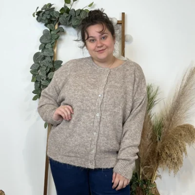 K583- Gilet Classique "Maëlle" (Gt) - taupe - taille-unique-grande-taille