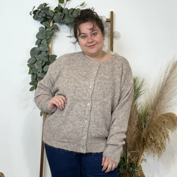 K583- Gilet Classique "Maëlle" (Gt) - taupe - taille-unique-grande-taille