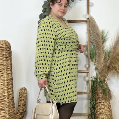 K591- Robe Akoz Losanges (T42-T48) - vert-anis - 48