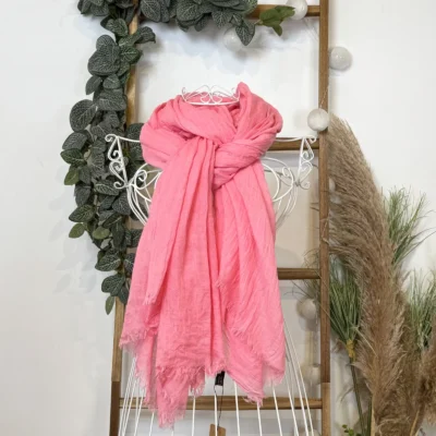 Y520- Foulard uni large - rose-bonbon - sans-taille