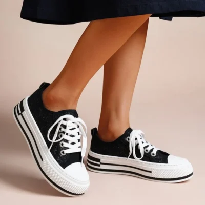 R428- Plateformes Dentelle (T36-T41) - noir - 41