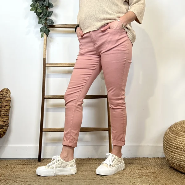 P089- Jean 7/8ème Voggo (T36-T44) - rose-poudre - 44