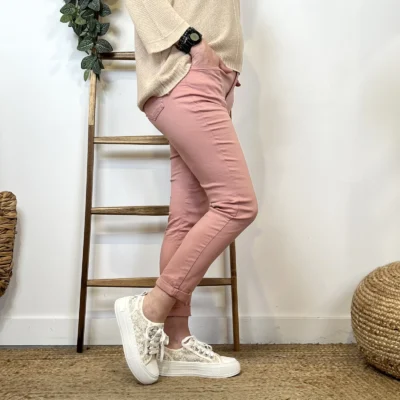 P089- Jean 7/8ème Voggo (T36-T44) - rose-poudre - 44