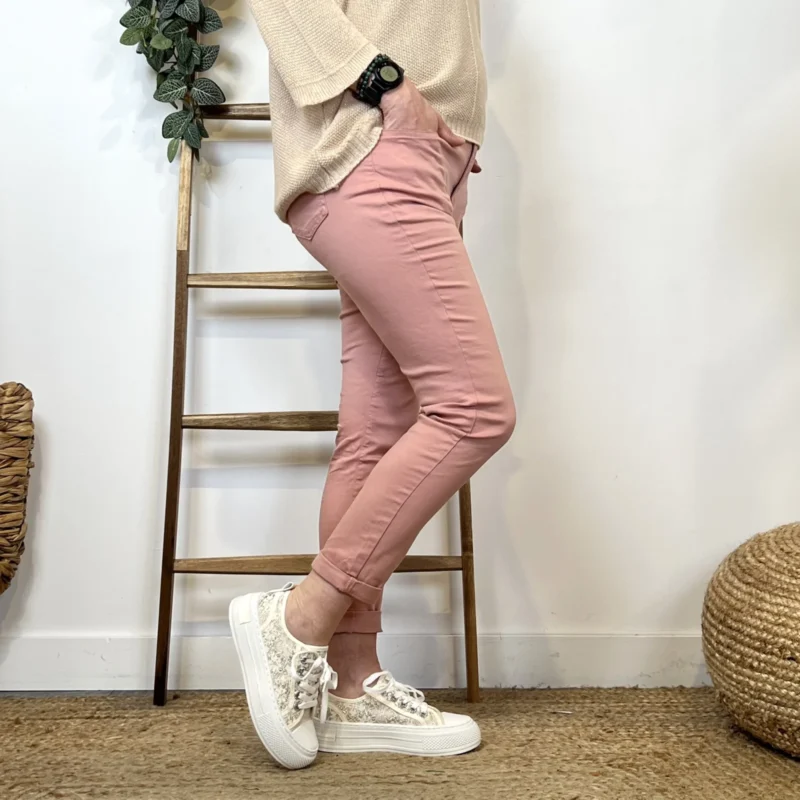 P089- Jean 7/8ème Voggo (T36-T44) - rose-poudre - 44