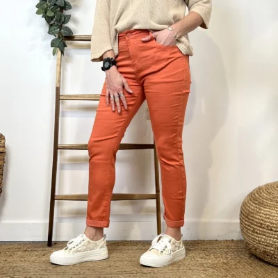 P095- Jean 7/8ème Voggo (T36-T44) - corail - 44