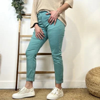 P091- Jean 7/8ème Voggo (T36-T44) - vert-celadon - 44